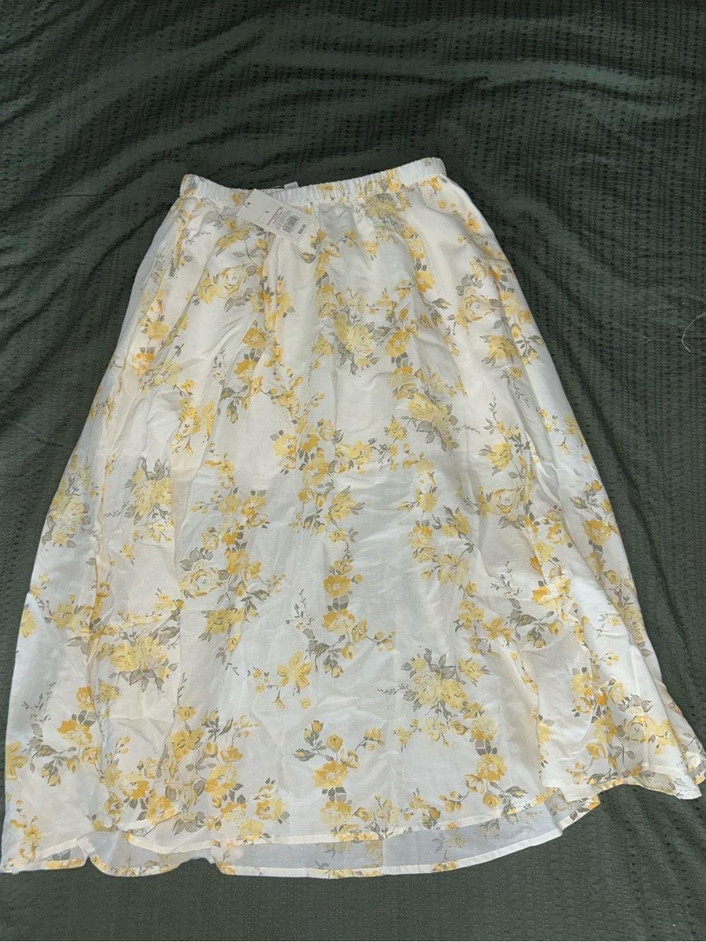 a new day White Midi Skirt with Yellow Floral Print